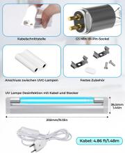 Lamp Disinfectant Ozone Light 6W UV Lamp Art.291813 Portable UV-C lamp sterilization disinfection
