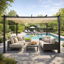 Dārza terases pergola 3x4 m, tērauds, nojumes pārklājs, bēšs, MultiGarden