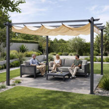 Dārza terases pergola 3x4 m, tērauds, nojumes segums, bēšs, MultiGarden