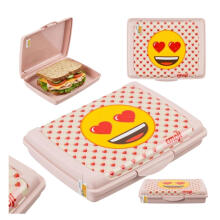 Food storage container deco-click-box mini 0.5L Carla &amp;quot;Emoji Hearts&amp;quot; 17x13x3.5cm pink