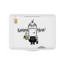 Food storage container deco-click-box mini 0.5L Carla &amp;quot;Minions Banana&amp;quot; 17x13x3.5cm white