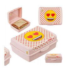 Food storage container deco-click-box midi 1L Carla &amp;quot;Emoji Hearts&amp;quot; 17x13x7cm pink