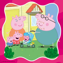 Ravensburger puzle 3x49 gabali: Peppa Cūka ar ģimeni