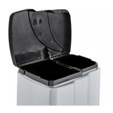 Pedal bin for waste sorting 7+15L Gunnar 39.5x29x43.5cm light silver