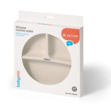 BabyOno Art.1482/04 Silikona šķīvis  beige + elastīgas karotes 1066 DĀVANĀ!