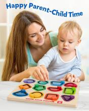 Coogam Wooden Colour Shape Art.294588 Montessori Wooden Puzzle Board