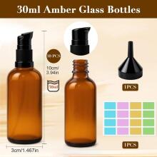 Empty Glass Bottles Brown with Sticker Funnel Art.294984   stikla pudele ar uzlīmes piltuvi un dozatoru,30ml,1gab