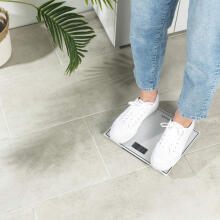 Salter 9207 WHCFEU12 Compact Glass Electronic Bathroom Scale, White