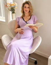 Moonlight&Mama Maternity Dress Art.295617 Violet  Short sleeve maternity/nursing nightgown