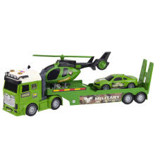 Militārais komplekts Militārais kravas auto, evakuators, auto, helikopters, gaismas, skaņas