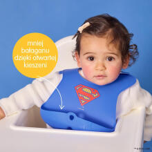 Superman by b.box Roll-up silicone bib with an open pocket - a soft bib for children and babies