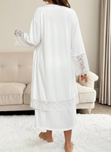 Moonlight&Mama Maternity Dress Art.296151 White Maternity/Nursing Nightgown and Robe Set with Short Sleeves