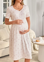 Moonlight&Mama Maternity Dress Art.296155 White  Naktskrekls grūtniecēm/barošanai ar īsām piedurknēm