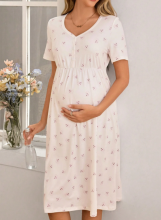 Moonlight&Mama Maternity Dress Art.296155 White  Naktskrekls grūtniecēm/barošanai ar īsām piedurknēm