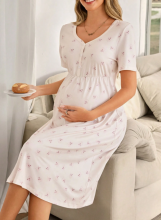 Moonlight&Mama Maternity Dress Art.296155 White  Naktskrekls grūtniecēm/barošanai ar īsām piedurknēm