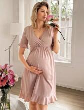 Moonlight&Mama Maternity Dress Art.296157 Beige Short sleeve maternity/nursing nightgown