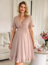 Moonlight&Mama Maternity Dress Art.296157 Beige Short sleeve maternity/nursing nightgown
