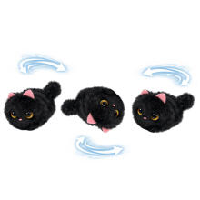 Plush Black Kitten with Wagging Tail and Squeaking Sounds Keychain 9 cm