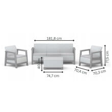 Dārza mēbeļu komplekts Scandi Linea 3 Seater Set gaiši pelēks/tumša tērauda pelēks