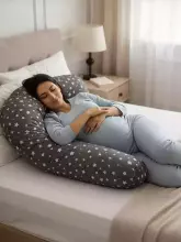La Bebe™ Moon Satin Art.3355 Grey Дополнительный сатиновый чехол из хлопка для подушки-подковы для беременных 36x185 см