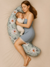 La Bebe™ Moon Satin Art.3355 Grey Дополнительный сатиновый чехол из хлопка для подушки-подковы для беременных 36x185 см