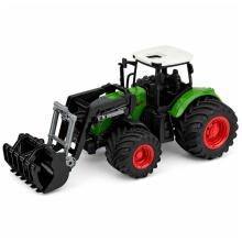 Lauksaimniecības traktors ar priekšējo iekrāvēju gumijas riepām zaļš 1:24
