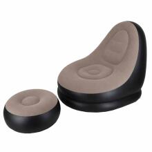 Ikonka Art.KX2695 Fotel z podnóżkiem wypoczynkowy dmuchany sofa pufa pompka zestaw 2w1