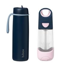 Hydro Team Set: 690 ml Midnight Insulated Bottle + 450 ml Indigo Rose Tritan Water Bottle with Straw, b.box
