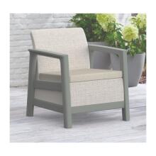 Garden furniture set Scandi Linea Balcony Set pebble grey/sage green stone tone