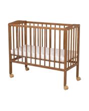 Waldin  Bedside Crib 2in1 Art.297437 Vintage Koka 2-in-1 bērnu gultiņa/šūpulis uz riteņiem ar matraci