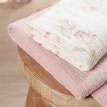 DIAPER TRIO CRUSHED MUSLIN 120x120, 70x60, 30x35 3PCS FLOWERS PINK