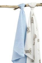 DIAPER CRUSHED MUSLIN 60X75 2-PACK TEDDY BLUE