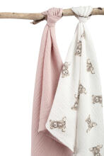 DIAPER CRUSHED MUSLIN 60X75 2-PACK TEDDY PINK
