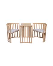 Waldin Oval Baby Collection Bed Crib  7 in 1 Art.297543 Grey  Koka ovāla daudzfunkcionāla gulta 7 vienā ar matraci