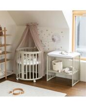 Waldin Oval Baby Collection Bed Crib  7 in 1 Art.297544 Olive  Koka ovāla daudzfunkcionāla gulta 7 vienā ar matraci
