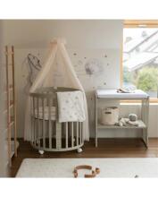 Waldin Oval Baby Collection Bed Crib  7 in 1 Art.297544 Olive  Koka ovāla daudzfunkcionāla gulta 7 vienā ar matraci