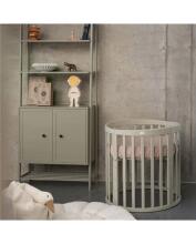 Waldin Oval Baby Collection Bed Crib  7 in 1 Art.297544 Olive  Koka ovāla daudzfunkcionāla gulta 7 vienā ar matraci