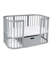 Waldin  Drawer 7 in 1 Collection Art.297556 Grey Uzglabāšanas atvilktne ir saderīga gan ar klasisko 7-in-1 gultiņu, gan ar ovālo 7-in-1 gultiņu.