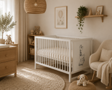Elf Bed Bloom Art.298070 White Wooden baby crib 120x60 cm