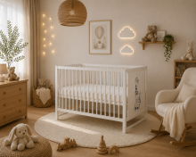 Elf Bed Bloom Art.298070 White Wooden baby crib 120x60 cm