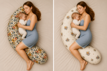 La Bebe™ Moon Satin Art.33557 Grey Двусторонний дополнительный чехол из хлопкового сатина для подушки для беременных 36×185 см