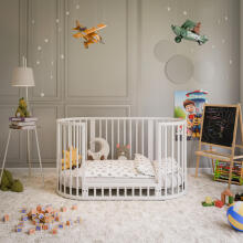 Elf Bed Crib Ovi  3 in 1 Art.298150 Nut  Koka  daudzfunkcionāla gulta 3 vienā ar matraci