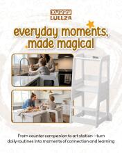 Wooden Learning Tower Lullza Art.298326 White Wooden kitchen stool/step stool for toddlers