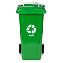 240L large wheelie bin with rubber wheels – yellow for plastic waste