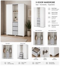 Klups Dalia Set Art.299161 White/Grey Komplekts:Bērnu koka gulta ar atvilkni 120x60cm+matracis ar kokosšķiedru 120x60x8cm+kumode ar pārtinamo virsmu+skapis