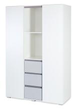 Klups Dalia Set Art.299161 White/Grey Komplekts:Bērnu koka gulta ar atvilkni 120x60cm+matracis ar kokosšķiedru 120x60x8cm+kumode ar pārtinamo virsmu+skapis