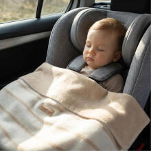 Blanket - ALBA - COTTON - STRIPES - size 75x100  - ECRU /BEIGIE