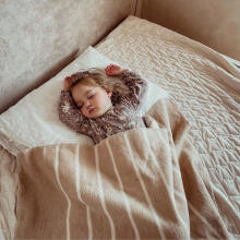 Blanket - ALBA - COTTON - STRIPES - size 75x100  - ECRU /BEIGIE