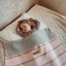 Blanket - ALBA - COTTON - STRIPES - size 75x100  - BABY PINK