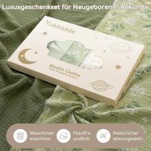 Yukkidds Muslin Cloths Art.299917 Green Leaf   High-quality bamboo muslin swaddle, 3 pcs (60x60 cm)